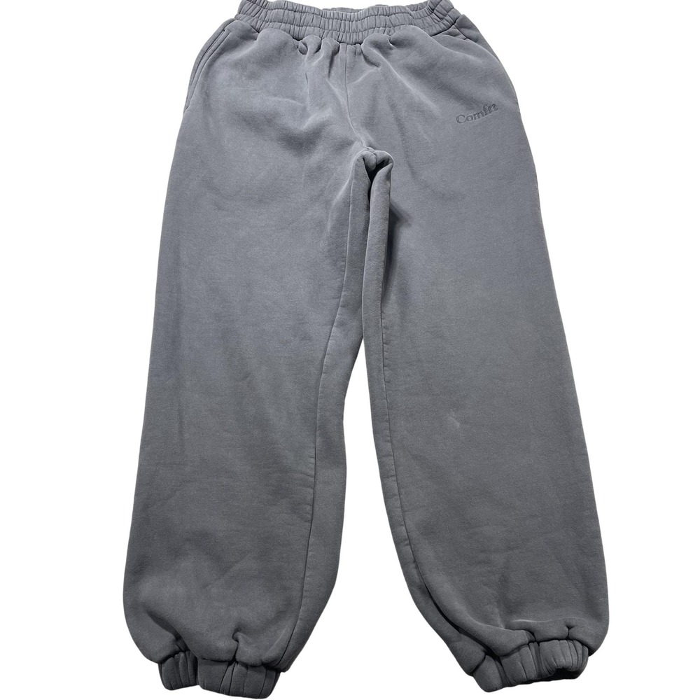Comfrt Pants Unisex Medium Gray Fleece Sweatpants Elastic Waist Cuffs Pockets